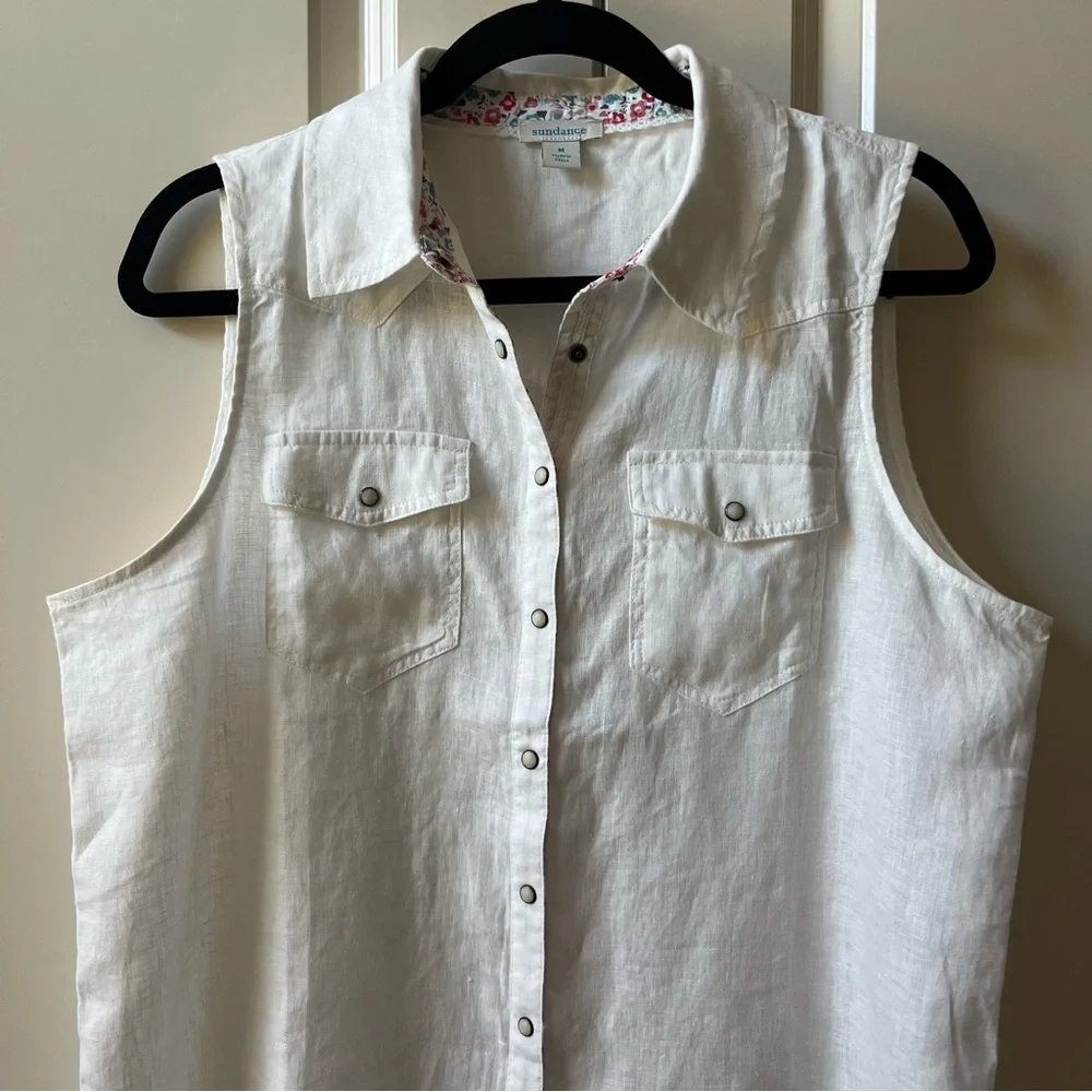 NWT Sundance Willow Linen Sleeveless Top - White, size medium - Picture 4 of 8